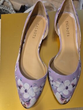 Talbots Lavender Floral Pointed-Toe D'Orsay Flats